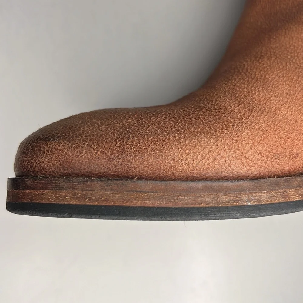 Johnston & Murphy Mid Calf Brown Leather Moto Style Pull On Harness Boots Size 8 - Picture 5 of 16